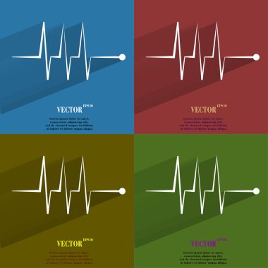 Kalp ritmi rengini ayarlayın. alan metni ile uzun gölge düz modern web tuşuna