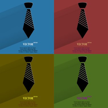 hipster kravat rengini ayarlayın. alan metni ile uzun gölge düz modern web tuşuna