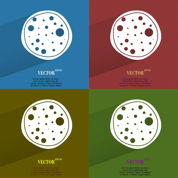 Conjunto de colores Pizza. Botón web moderno plano con sombra larga y espacio para su texto — Archivo Imágenes Vectoriales