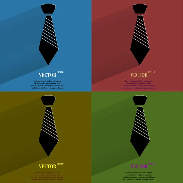 Set de colores corbata Hipster. Botón web moderno plano con sombra larga y espacio para su texto — Archivo Imágenes Vectoriales