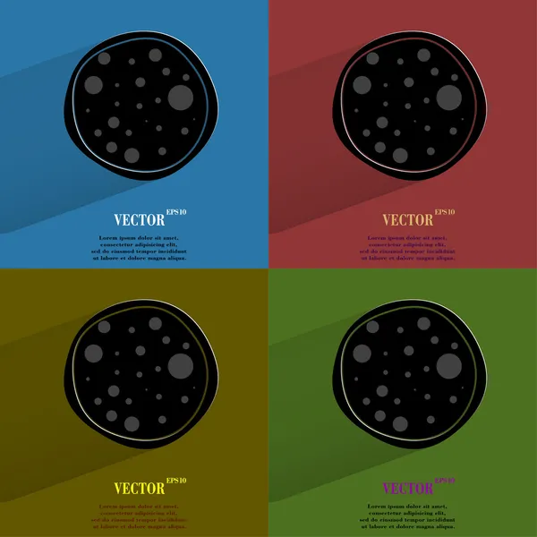 Conjunto de colores Pizza. Botón web moderno plano con sombra larga y espacio para su texto — Archivo Imágenes Vectoriales