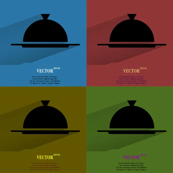 Conjunto de colores Restaurante cloche. Botón web moderno plano con sombra larga y espacio para su texto — Vector de stock