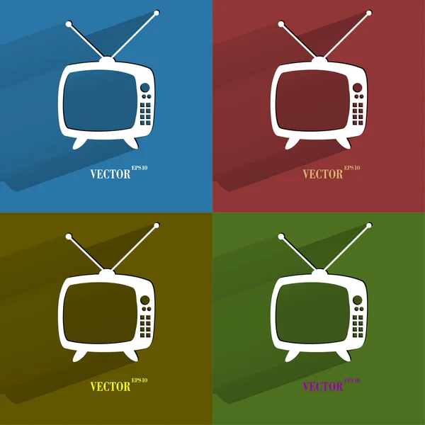 Color set Retro tv. Flat modern web button with long shadow and space for your text. — Stock Vector