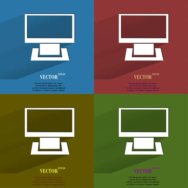 Set de couleurs Ordinateur. Bouton web moderne plat avec ombre longue et espace pour votre texte . — Image vectorielle