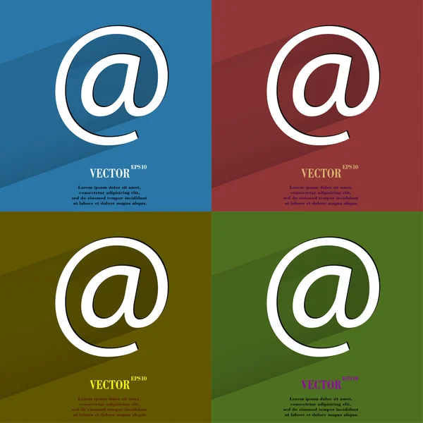 Conjunto de colores comerciales en. Botón web moderno plano con sombra larga y espacio para su texto — Archivo Imágenes Vectoriales
