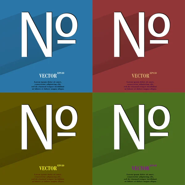 Numero set di colori. Pulsante web moderno piatto con lunga ombra e spazio per il testo — Vettoriale Stock