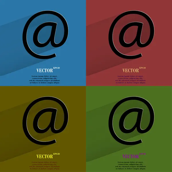 Farbsatz kommerziell an. flache moderne Web-Taste mit langem Schatten und Platz für Ihren Text — Stockvektor