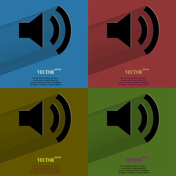 Farbsatz Lautsprecher. flache moderne Web-Taste mit langem Schatten und Platz für Ihren Text. — Stockvektor