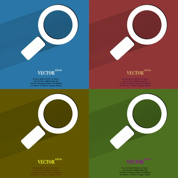 Color set Search magnifier. Flat modern web button with long shadow and space for your text. — Stock Vector