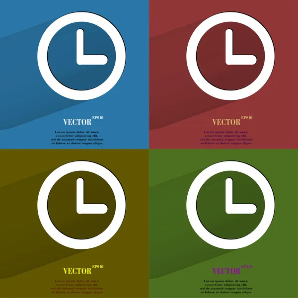 Color set Watch. Flat modern web button with long shadow and space for your text. — Stock Vector
