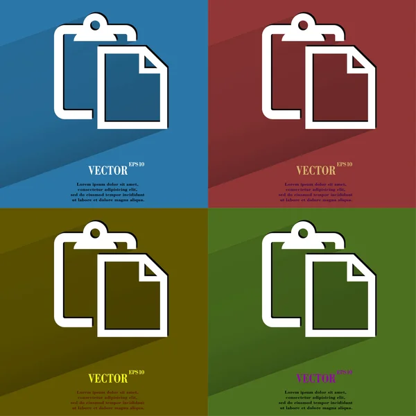 Color conjunto de papel en blanco. Botón web moderno plano con sombra larga y espacio para su texto . — Vector de stock