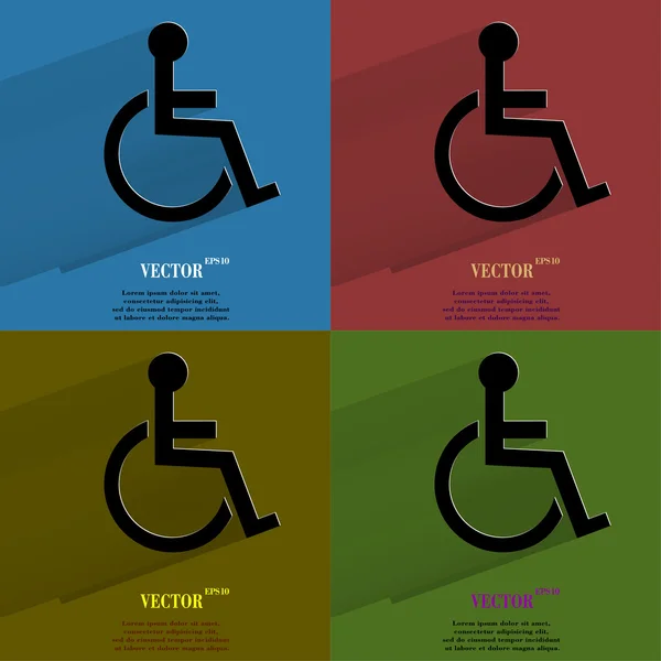 Kleur ingesteld mensen met een handicap. platte moderne web knop met lange schaduw en ruimte voor uw tekst. — Stockvector