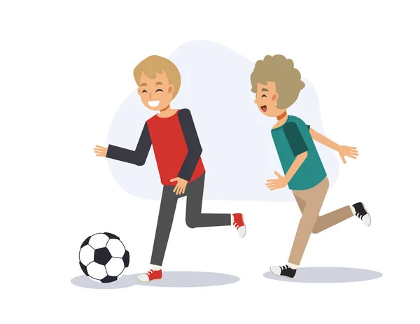 Concepto Deporte Educación Niño Está Jugando Fútbol Fútbol Para Conseguirlo — Vector de stock