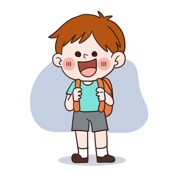 Back School Concept Doodle Art Happy Little Boy Going School — 스톡 벡터