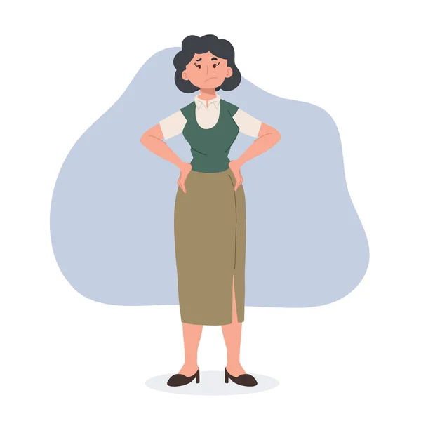 Professor Escola Feminina Confuse Flat Vetor Desenho Animado Personagem Ilustração — Vetor de Stock