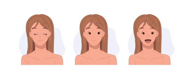 Expression Woman Flat Vector Cartoon Character Illustration — Stock Vector
