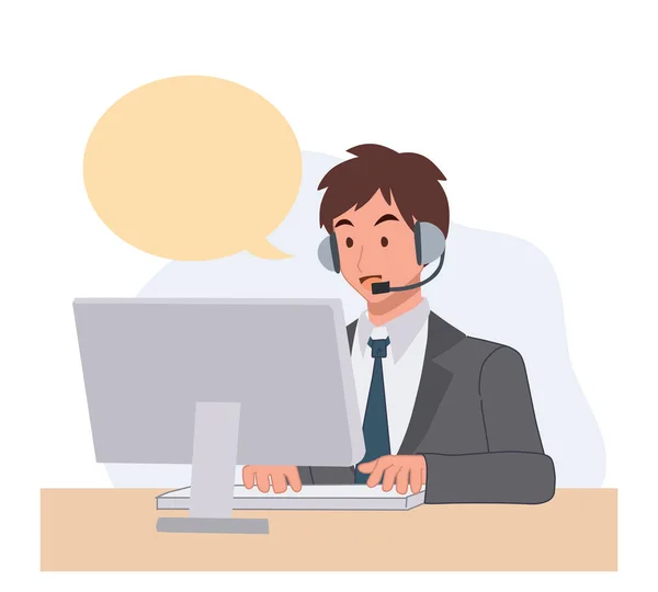 Customer Service Call Center Hotline Online Technical Support Telemarketing Agents — Vetor de Stock