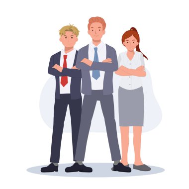 İş ekibi çalışmaya hazır. Düz vektör çizgi film illüzyonu.