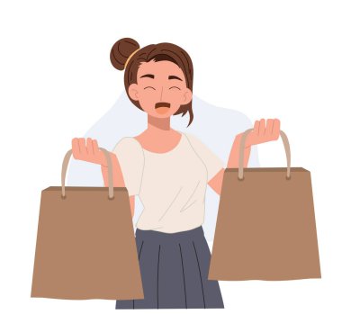 Happy shopping girl. Vector illustration