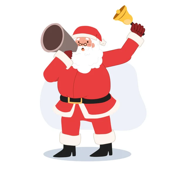 Santa Claus Using Megaphone Annoucement Winter Sale Vector Illustration — Stockvektor