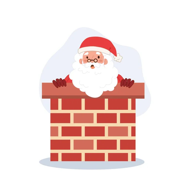 Santa Claus Sack Gift Box Tring Get Chimney Vector Illustration — 스톡 벡터