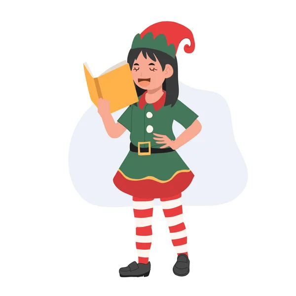 Jeune Elfe Noël Chante Une Chanson Illustration Vectorielle — Image vectorielle