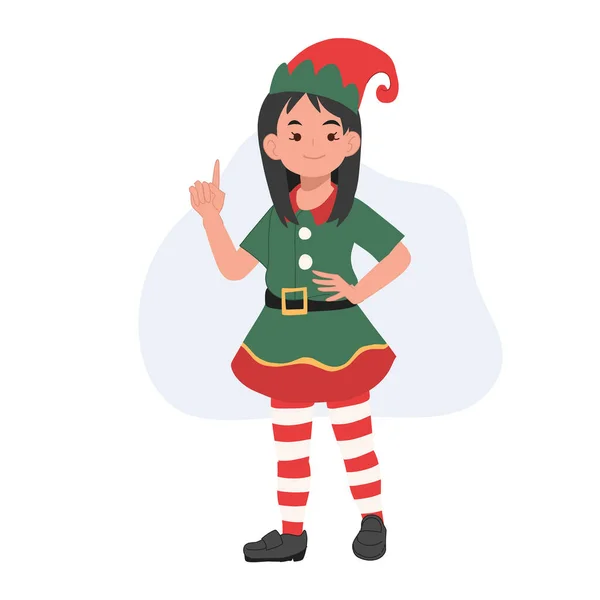 Joven Niño Elfo Navidad Está Haciendo Introducción Ilustración Vectorial — Vector de stock