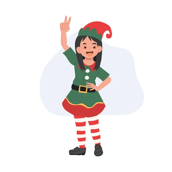 Nettes Junges Weihnachtselfen Kind Vektorillustration — Stockvektor