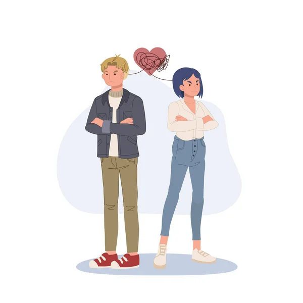 Male Female Couple Feuding Looking Away Breack End Relationship Vector — Stock Vector
