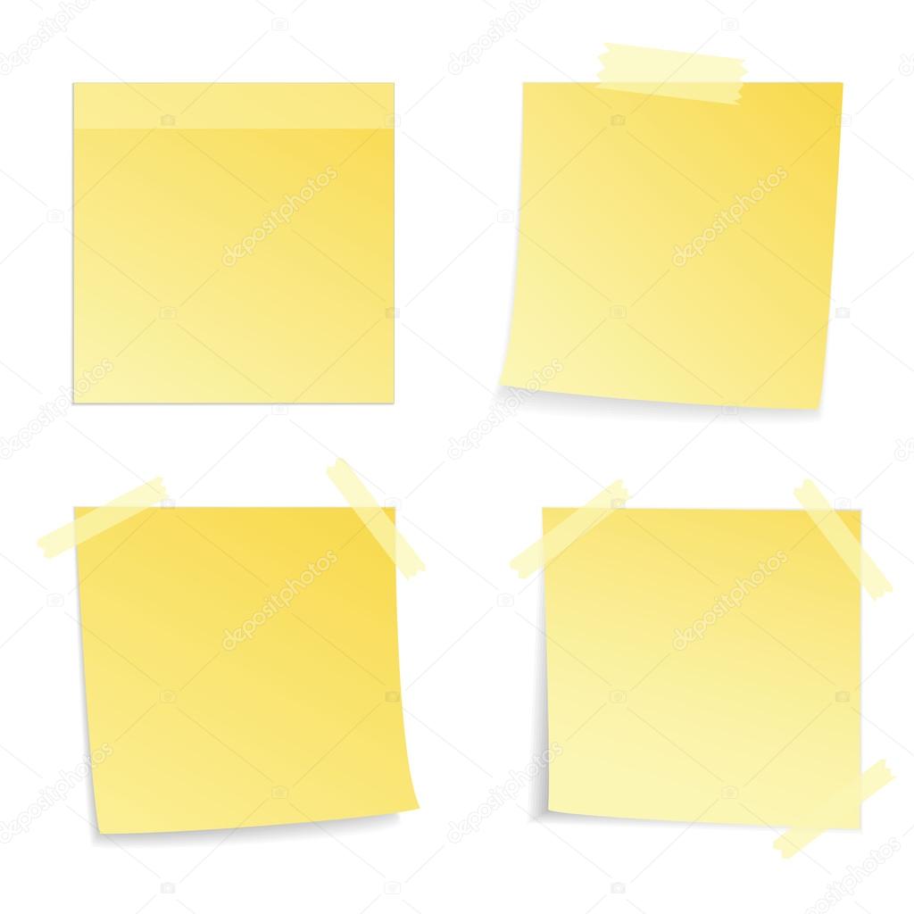 Yellow stick note on white background