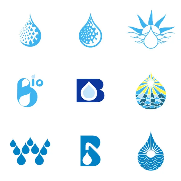 Drops and bio icons set — Stock Vector