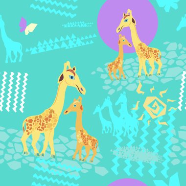 Zürafalar ve güneş ile Seamless Modeli