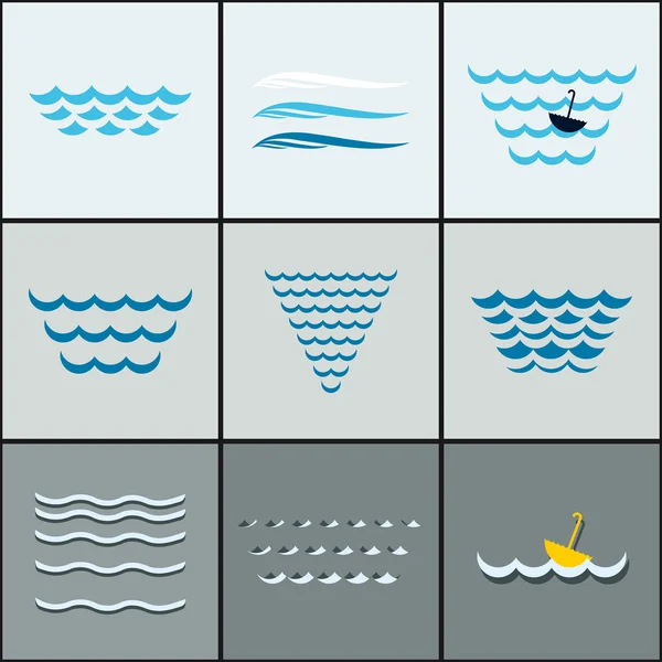 Wave icon set - колекція елементів дизайну . — стоковий вектор