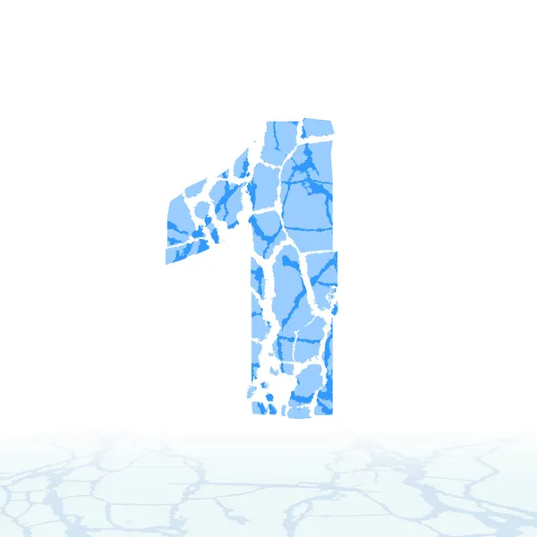 Alfabeto del ghiaccio rotto. Lettere, numeri e simboli della neve — Vettoriale Stock