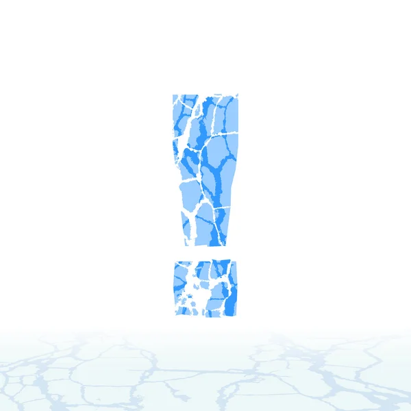 ひびの入った氷のアルファベット。文字、数字、および記号の雪 — ストックベクタ
