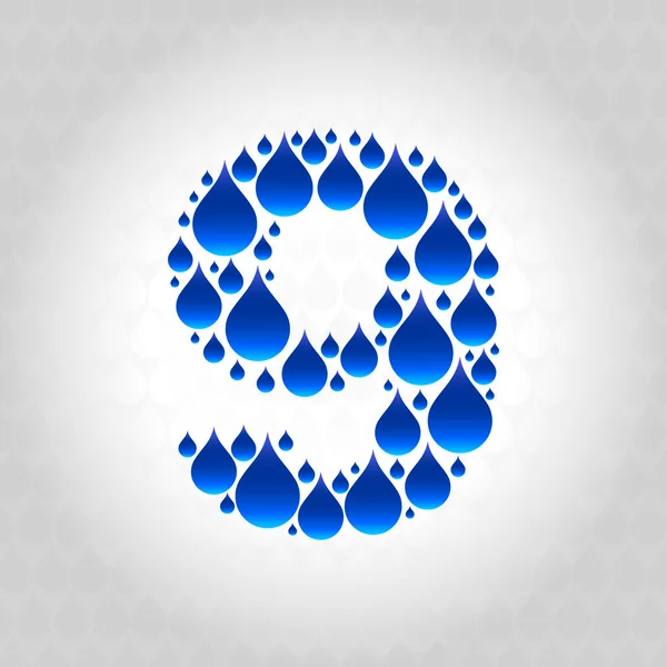 Alfabet składa się z kropelek wody. numery — Wektor stockowy