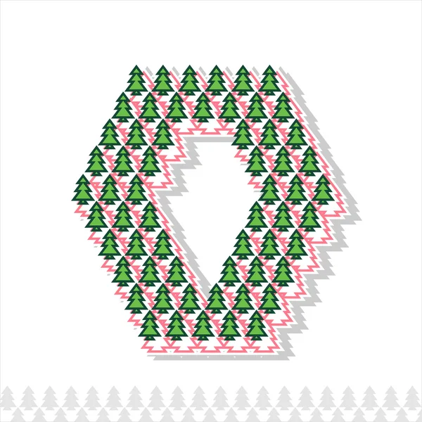 Alphabet fait d'arbres de Noël. Chiffres — Image vectorielle