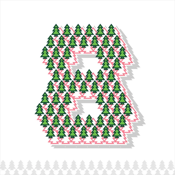 Alfabeto fatto di alberi di Natale. Numeri — Vettoriale Stock