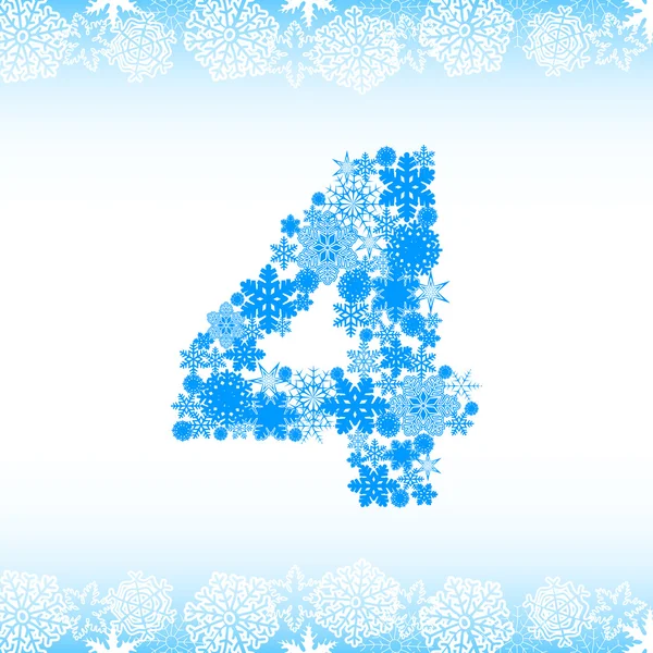 Snow alphabet. Numbers. Zero, one, two, three, four, five, six, seven, eight, nine, ten — Stock Vector