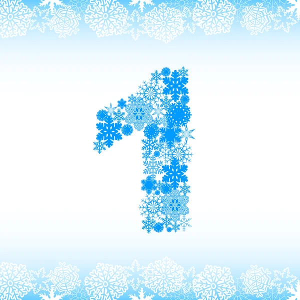 Snow alphabet. Numbers. Zero, one, two, three, four, five, six, seven, eight, nine, ten — Stock Vector