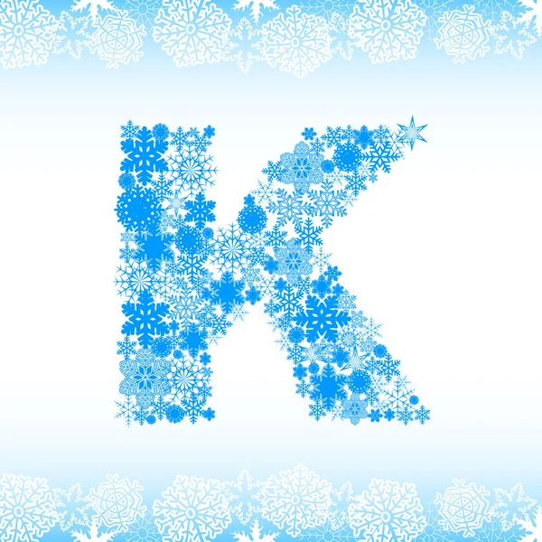 Snow alphabet. Letters from snowflakes — Stock Vector