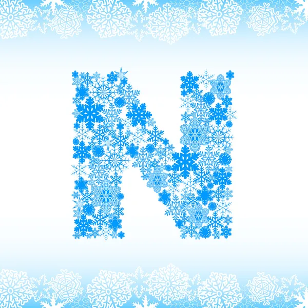 Snow alphabet. Letters from snowflakes — Stock Vector