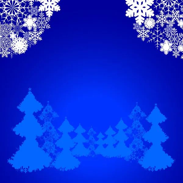 Holiday background with snowflakes Christmas trees — Stock Vector