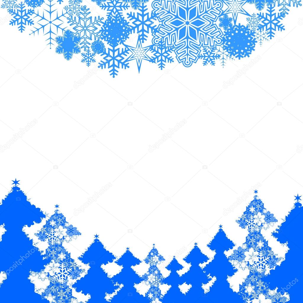 Holiday background with snowflakes Christmas trees