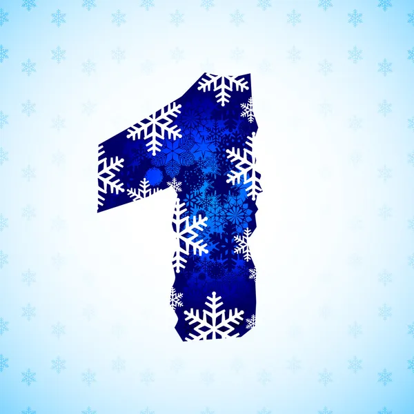 Winter decorations. Number made of snowflakes — Stock Vector