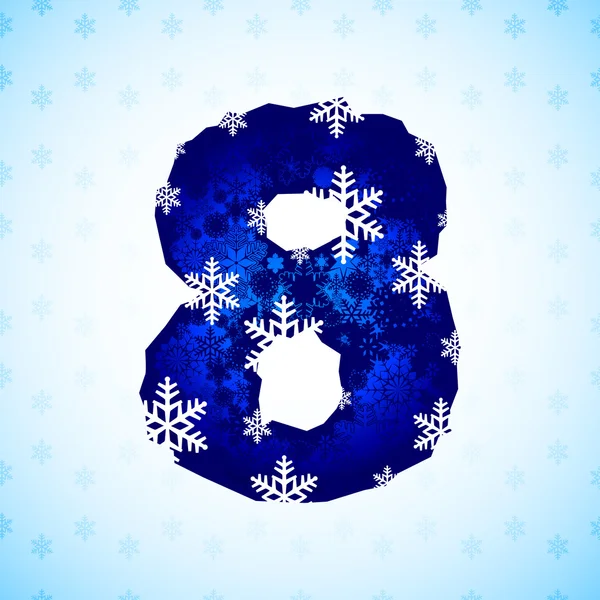 Winter decorations. Number made of snowflakes — Stock Vector