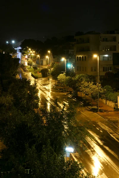 Makarska Croatia Street Lights Rainy Street — Stock Photo, Image