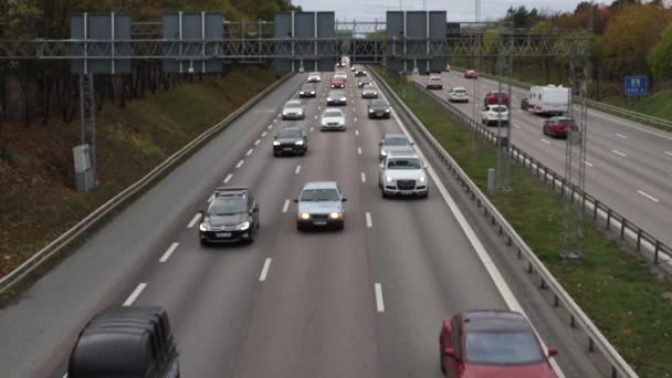 Estocolmo Suecia Tráfico Por Autopista — Vídeos de Stock