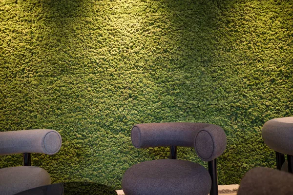 ストックホルム スウェーデン現代的なオフィスインテリアの苔と席の壁 — ストック写真