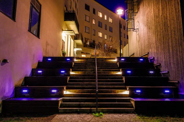 Stockholm Sveç Halkı Sundbyberg Mahallesi Nde Gece Basamakları — Stok fotoğraf